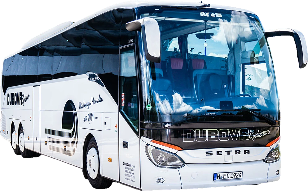 Weißer Setra Reisebus von Dubova Reisen
